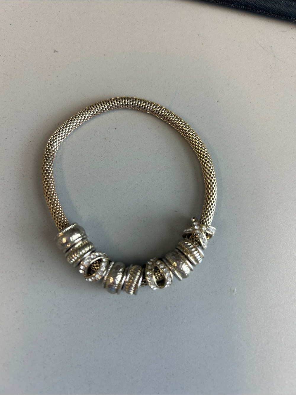 Anthropologie Silver Mesh Charm Bracelet